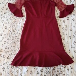 Rebecca B red dress lace size 8